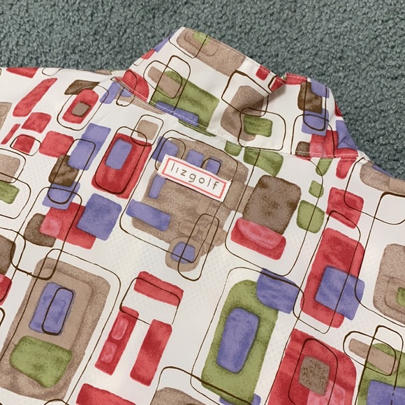 NEW Liz Golf retro 70s geometric print Anorak windbreaker pullover jacket - Picture 4 of 10